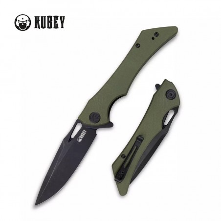 Nóż Kubey Knife Raven, Green G10, Dark Stonewashed AUS-10 by Jelly Jerry (KB245I)