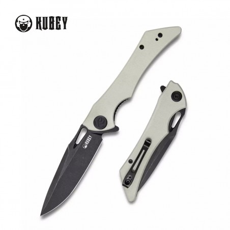 Nóż Kubey Knife Raven, Ivory G10, Dark Stonewashed AUS-10 by Jelly Jerry (KB245F)