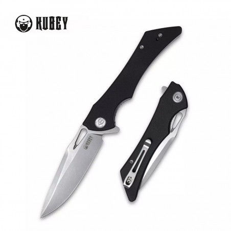 Nóż Kubey Knife Raven, Black G10, Bead Blasted AUS-10 by Jelly Jerry (KB245D)