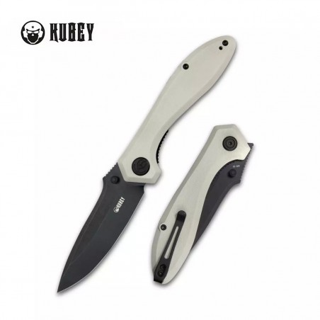 Nóż Kubey Knife Ruckus, Ivory G10, Dark Stonewashed AUS-10 by Sherif Manganas (KU314D)