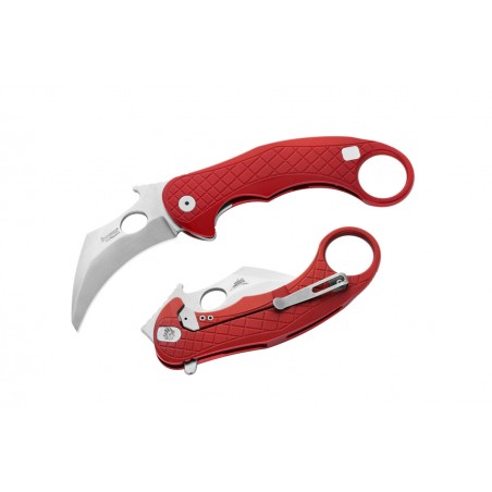 Nóż LionSteel L.E.One Karambit Red Aluminium, Stone Washed MagnaCut by Emerson Design (LE1 A RS)