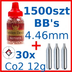   Zestaw amunicji do Pistoletu 30x Co2 + 1500 śrut - 1 - Śrut BB do pistoletów Co2