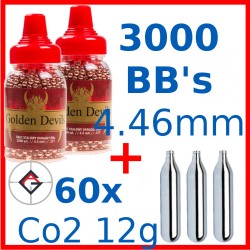   Zestaw amunicji do Pistoletu 60x Co2 + 3000 śrut - 1 - Śrut BB do pistoletów Co2