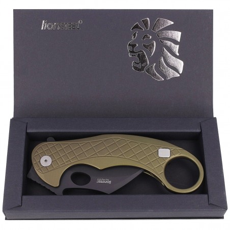 Nóż LionSteel L.E.One Karambit Green Aluminium, Chemical Black MagnaCut by Emerson Design (LE1 A GB)