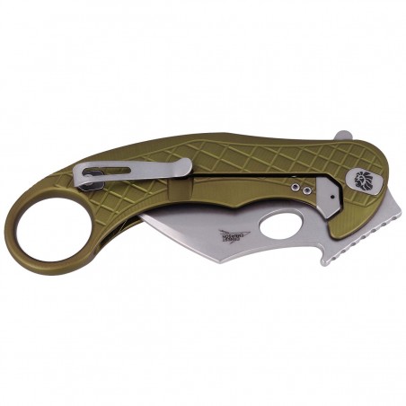 Nóż LionSteel L.E.One Karambit Green Aluminium, Stone Washed MagnaCut by Emerson Design (LE1 A GS)