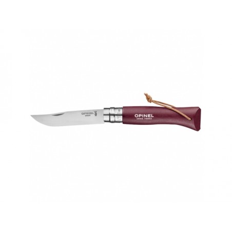   Nóż Opinel Colorama 08 inox grab bordowy z rzemieniem - 1 - Noże składane