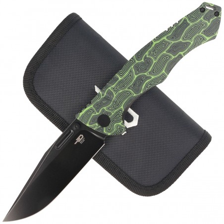 Nóż Bestech Keen II Black Green Damascus G10 / Titanium, Black Stonewashed CPM S35VN by Koens Craft (BT2301E)