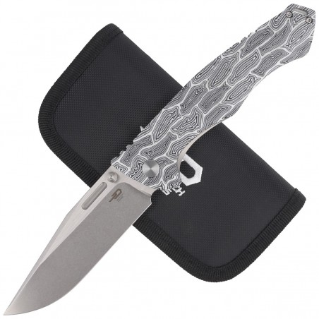 Nóż Bestech Keen II Black White Damascus G10 / Titanium, Stonewash / Satin CPM S35VN by Koens Craft (BT2301C)