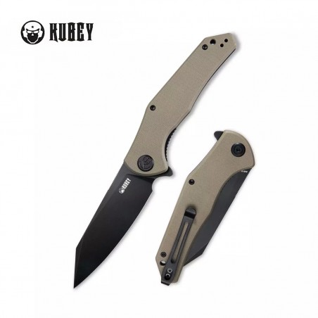 Nóż Kubey Flash Tan G10, Blackwashed AUS-10 (KU158J)