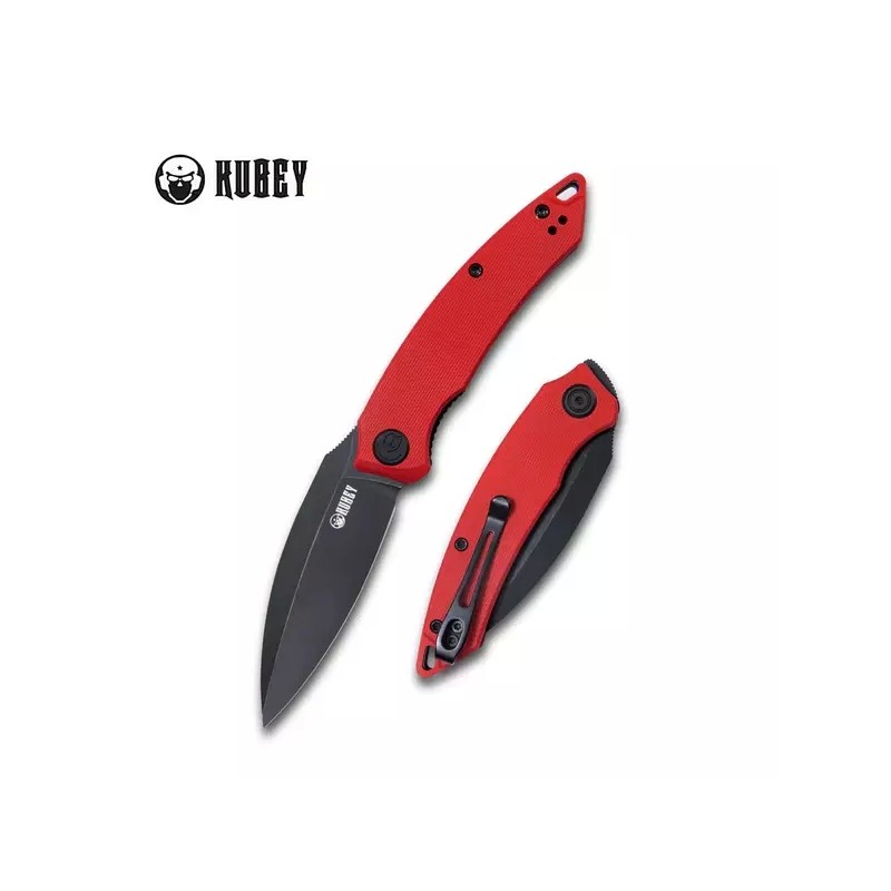 Nóż Kubey Knife Leaf Red G10, Black Stonewashed AUS-10 by Tiguass (KU333B)