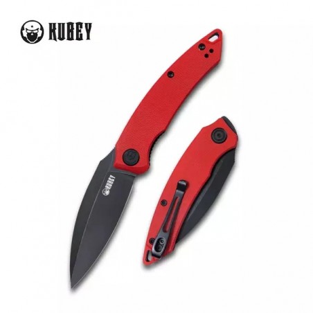Nóż Kubey Knife Leaf Red G10, Black Stonewashed AUS-10 by Tiguass (KU333B) Nóż Kubey Knife Leaf Red G10, Black Stonewashed AUS-10 by Tiguass (KU333B)