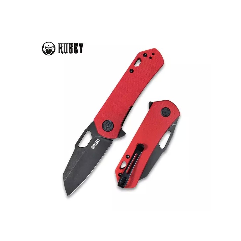 Nóż Kubey Knife Duroc Red G10, Black Stonewashed AUS-10 by Colin Maisonpierre (KU332F)