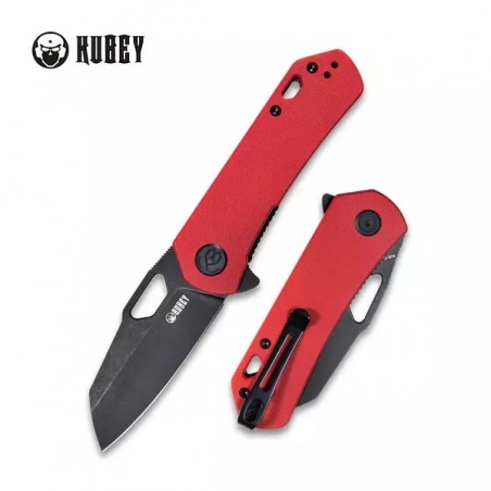 Nóż Kubey Knife Duroc Red G10, Black Stonewashed AUS-10 by Colin Maisonpierre (KU332F)