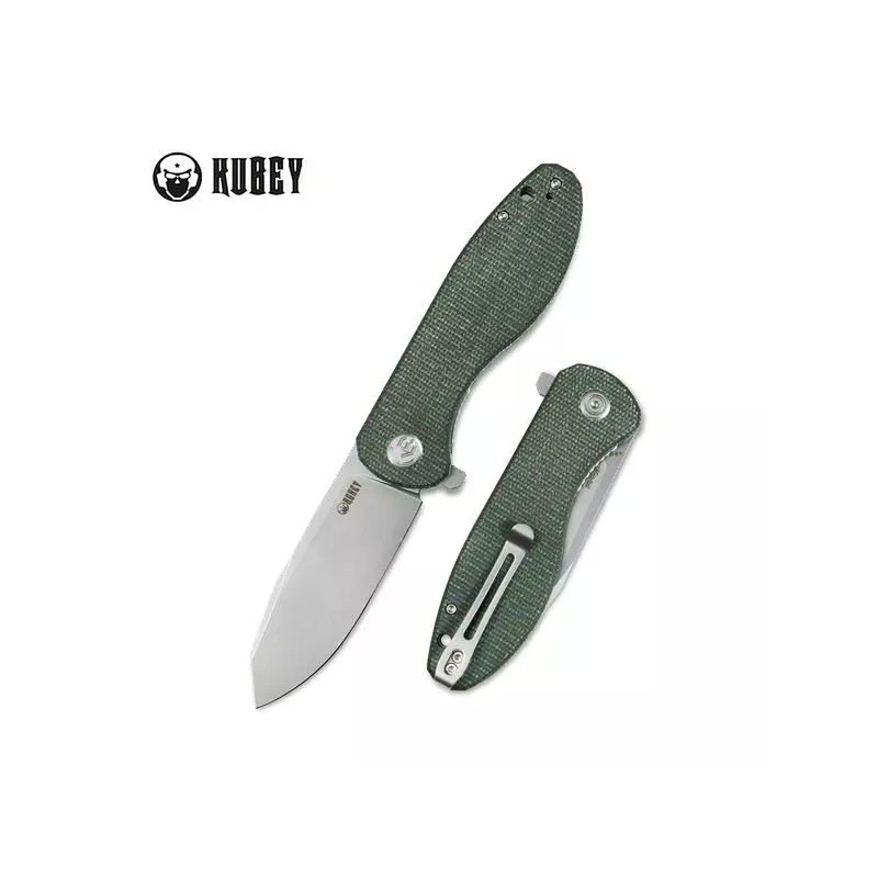 Nóż Kubey Knife Master Chief Green Micarta, Bead Blast AUS-10 by Keanu Alfaro (KU358I)