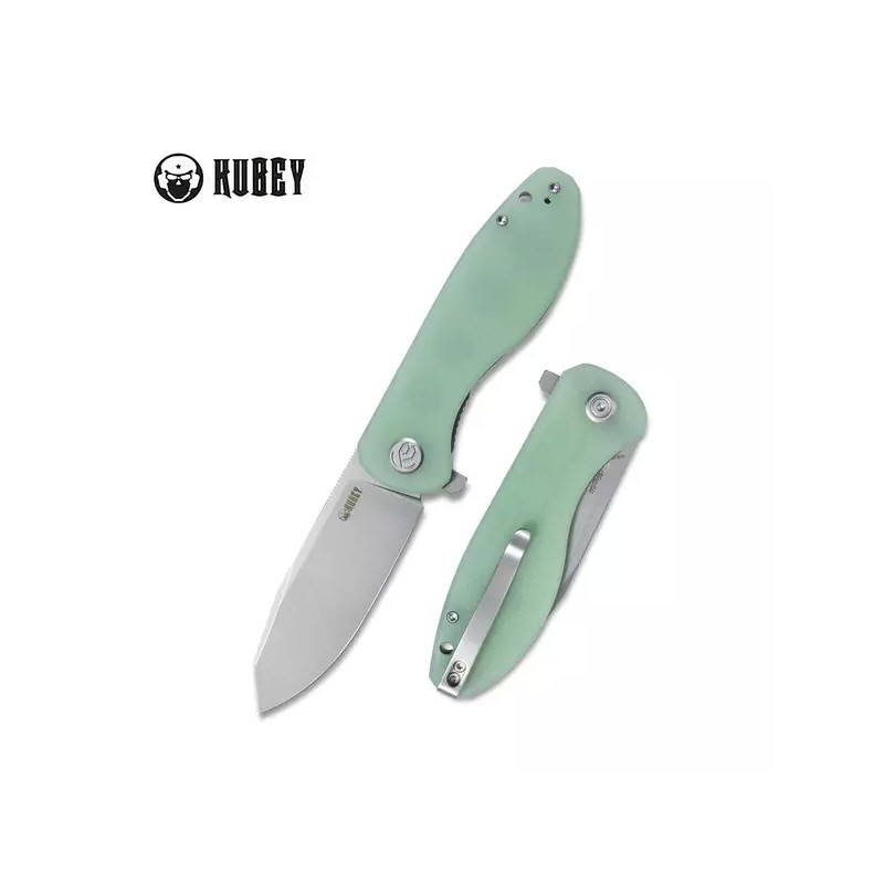 Nóż Kubey Knife Master Chief Jade G10, Bead Blast AUS-10 by Keanu Alfaro (KU358C)