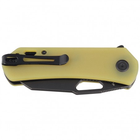 Nóż Kubey Knife Duroc Translucent Yellow G10, Black Stonewashed AUS-10 by Colin Maisonpierre (KU332H)