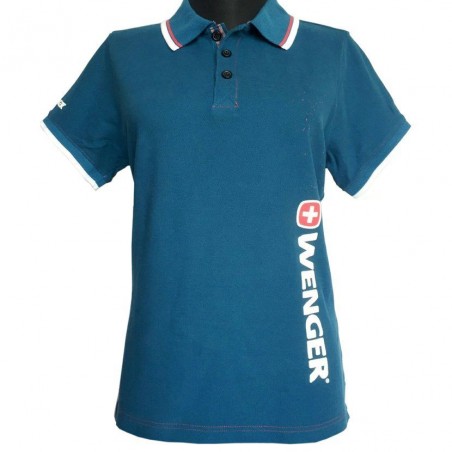 Polo Wenger Logo Cotton Polo-Shirt, Pique, uniseks, material 100% cotton, krótki rękaw blue.