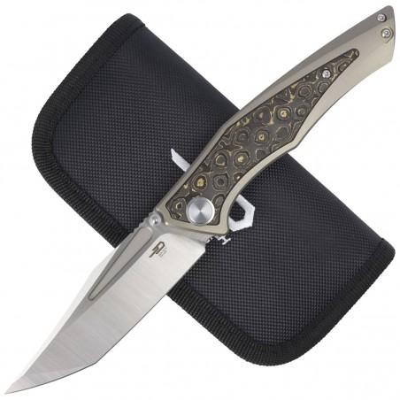 Nóż Bestech Togatta Light Bronze Titanium / Damascus Copper Carbon Fiber, Satin Flat Satin M390 by Koens Craft (BT2102G)