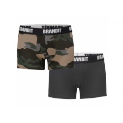 Bokserki męskie Brandit Logo dwupak ciemny kamuflaż/czarny
