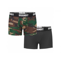 Bokserki męskie Brandit Logo dwupak kamuflaż/czarne