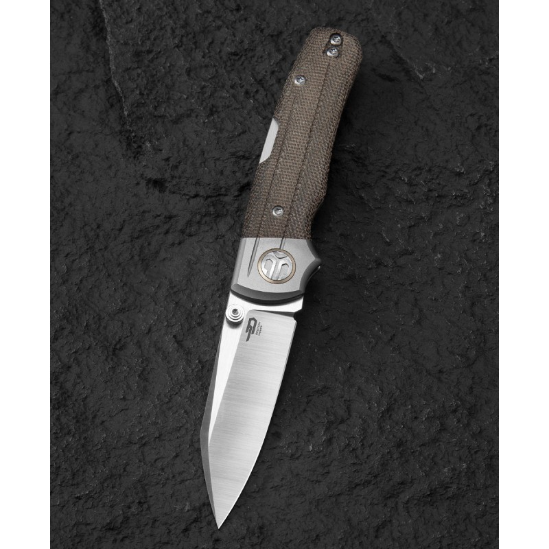 Nóż Bestech Tonic Titanium / Green Canvas Micarta, Satin M390 by Colin Maisonpierre (BT2204C)