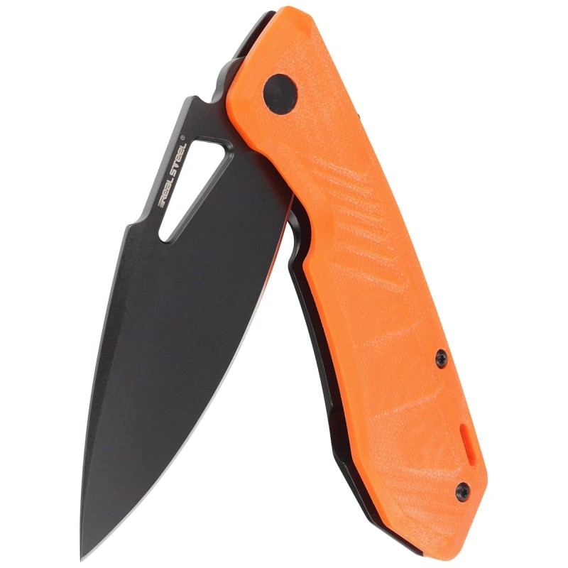 Nóż Real Steel Pelican Orange G10 / Black Steel, Black D2 by Aslan Zhanabayev (7922)