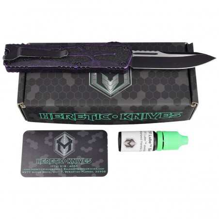 Nóż automatyczny OTF Heretic Colossus SE Breakthrough Purple Aluminum, Two Tone Black Battleworn MagnaCut by Tony Marfione Jr.