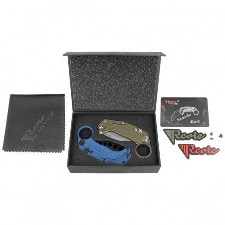 Nóż składany Reate EXO-K Gravity Karambit Green Aluminium, Stonewashed N690