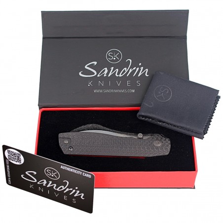 Nóż składany Sandrin Knives Torino V2 Carbon Fiber, Polyhedral Tungsten Carbide 71HRC