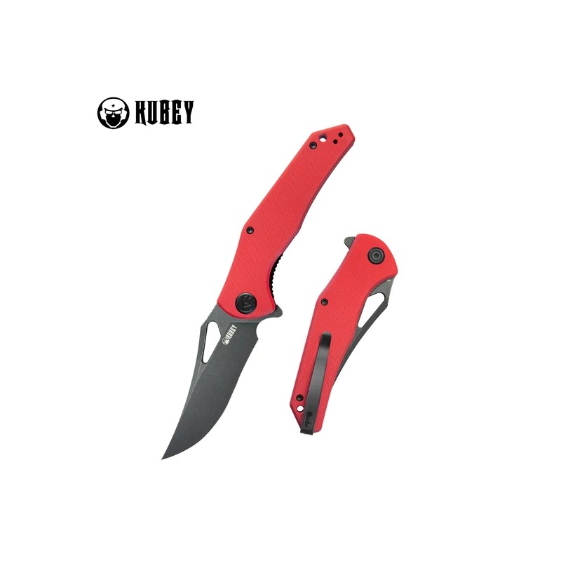 Nóż składany Kubey Phemius Red G10, Black Stonewashed 14C28N (KU149F)