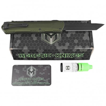 Nóż automatyczny OTF Heretic Manticore X TE Green Aluminium, Black DLC S35VN by Tony Marfione Jr.
