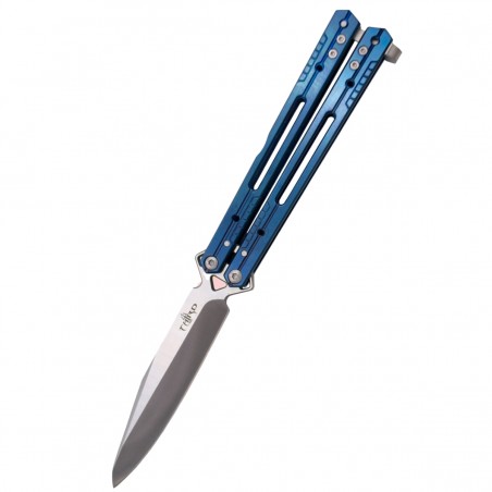 Nóż składany motylek Third Balisong Blue Titanium Stainless Steel, Satin 420 (K2920A)