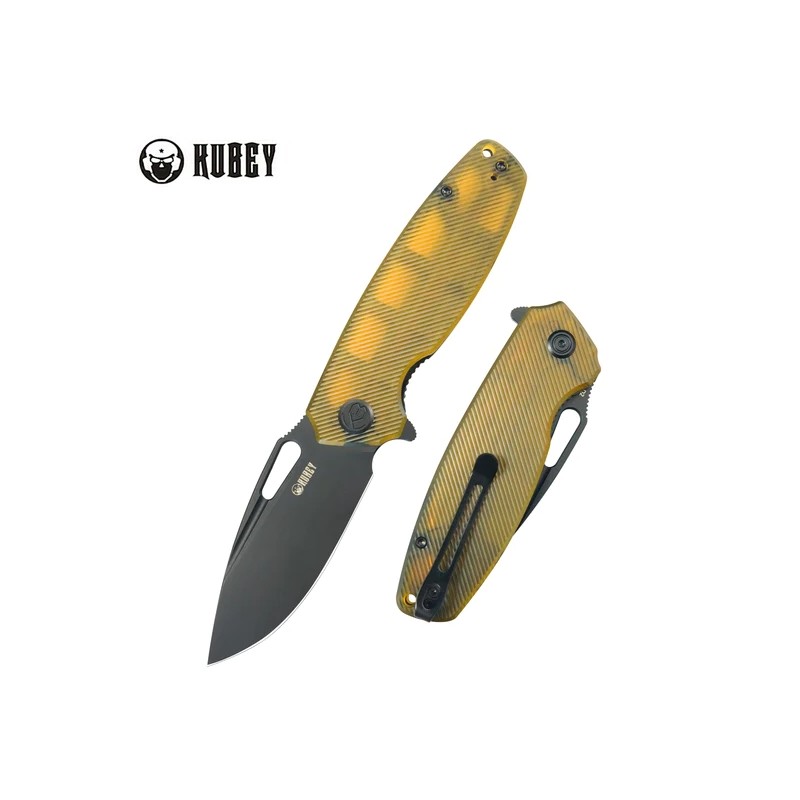 Nóż składany Kubey Tityus Ultem, Black Stonewashed D2 (KU322M)