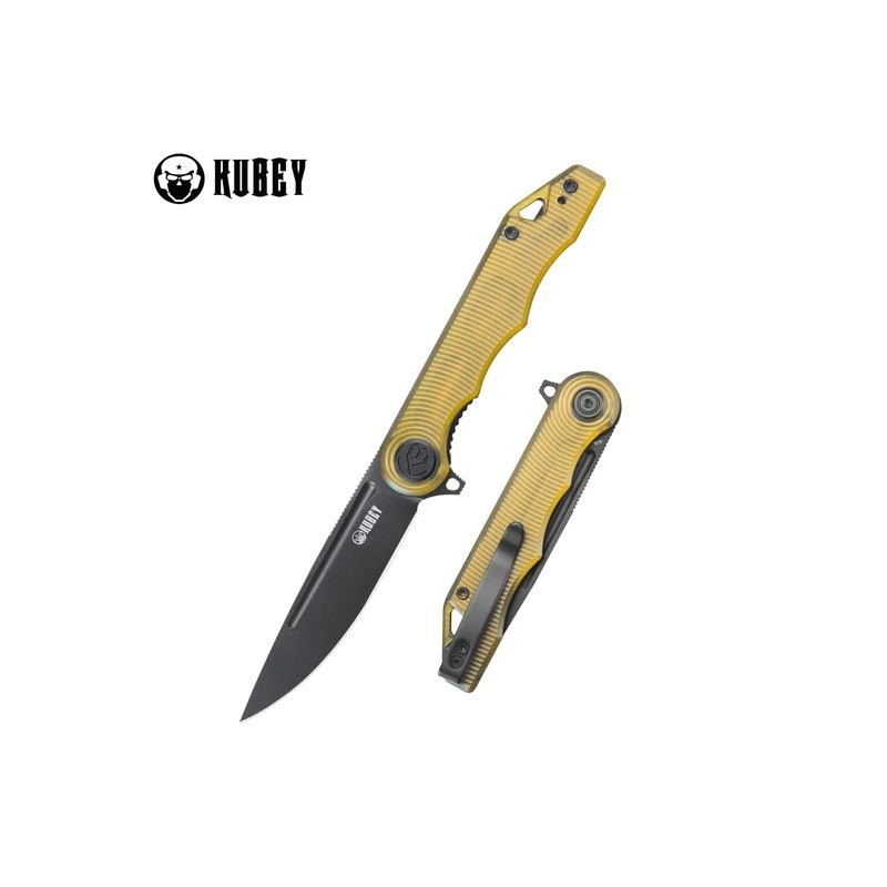 Nóż składany Kubey Mizo Ultem, Black Stonewashed AUS-10 by Tiguass (KU312N)