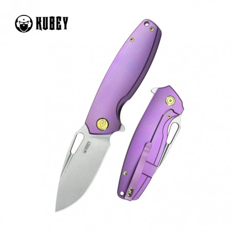 Nóż składany Kubey Tityus Purple Titanium, Bead Blasted 14C28N (KB360C)