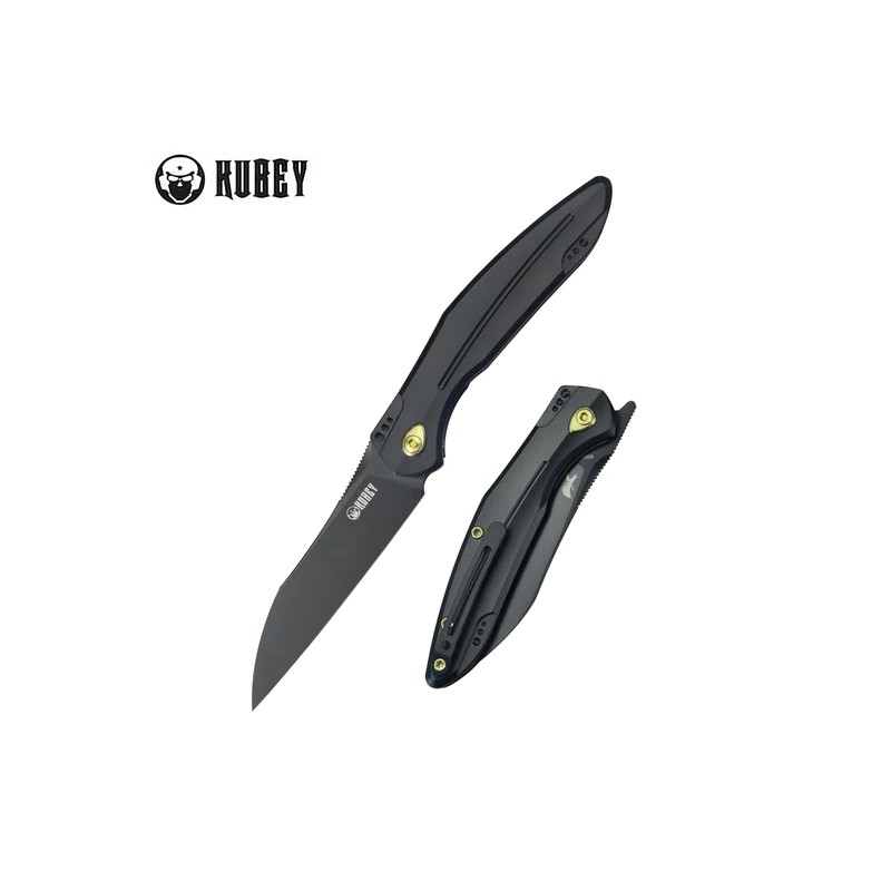 Nóż składany Kubey Barracuda Black Titanium, Black Coated M390 by Parsons Bladeworks (KB299B)