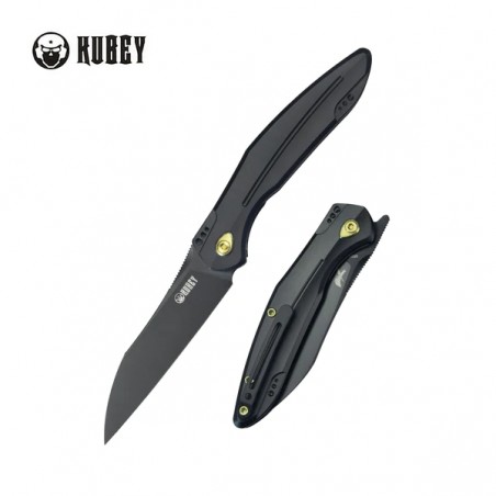 Nóż składany Kubey Barracuda Black Titanium, Black Coated M390 by Parsons Bladeworks (KB299B)