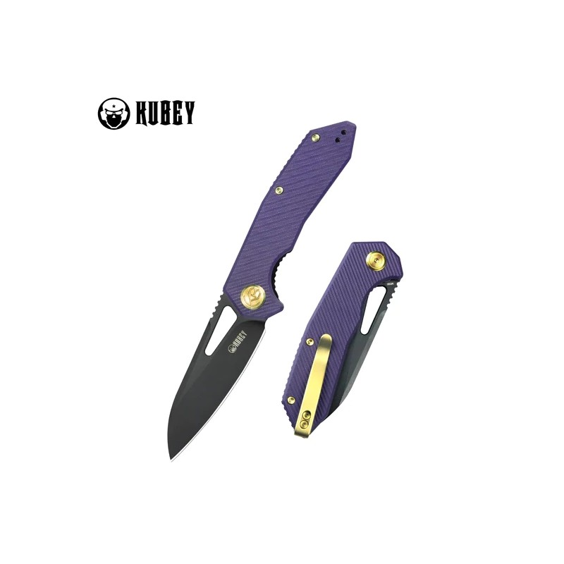 Nóż składany Kubey Vagrant Purple G10, Black Stonewashed M390 by Maksim Tkachuk (KB291W)