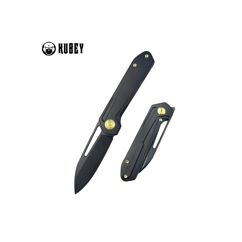 Nóż składany Kubey Royal Black Titanium, Black Coated M390 by Colin Maisonpierre (KB321O)