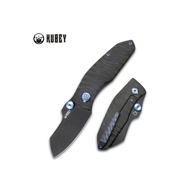 Nóż składany Kubey Monsterdog Flame Titanium, Black Stonewashed M390 by Dmitry Osarenko (KB285E)
