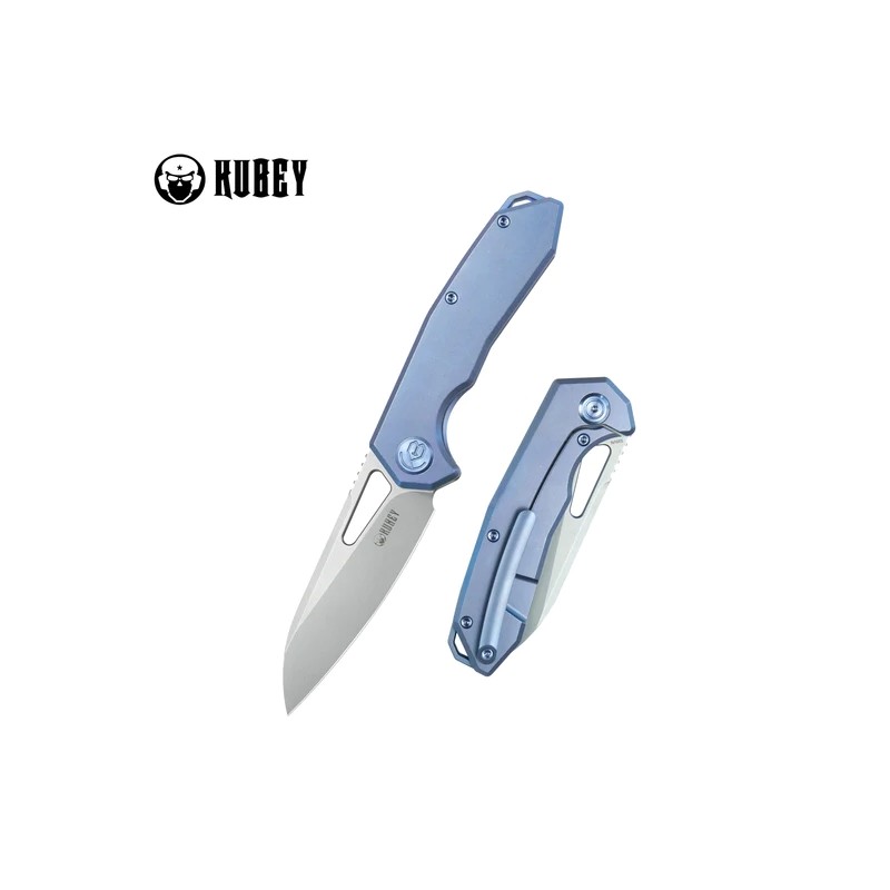 Nóż składany Kubey Vagrant Blue Titanium, Bead Blasted CPM S35V by Maksim Tkachuk (KB284G)