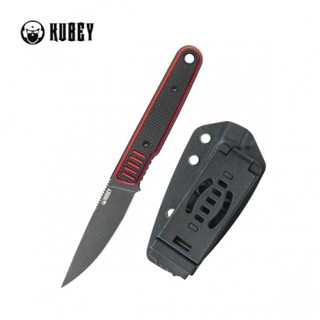 Nóż Kubey JL Red/Black G10, Black Stonewashed 14C28N by Justin Lundquist (KU356A)