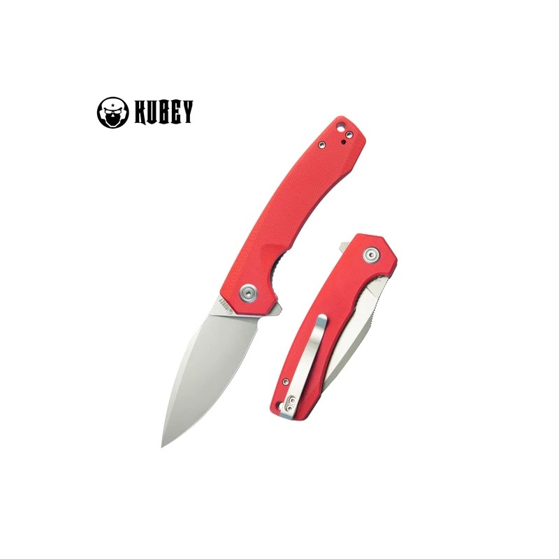 Nóż składany Kubey Calyce Red G10, Bead Blasted AUS-10 (KU901J)