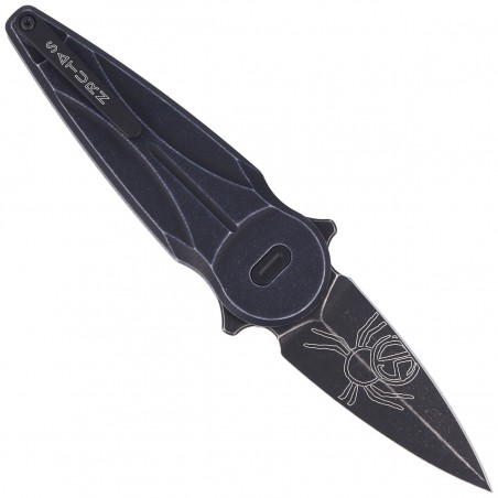 Nóż składany FOX Saturn Left Handed, Black Aluminium, Black Stone Washed N690Co by Denis Simonutti (FX-551 SX ALB)