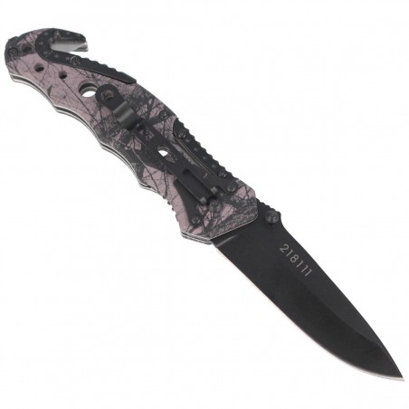 Nóż składany ratowniczy Herbertz Solingen Camo Optics Aluminium, Black Blade (218111)