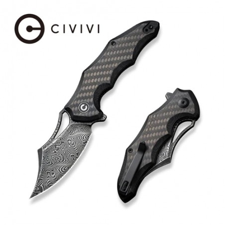 Nóż składany CIVIVI Chiro Carbon Fiiber/Black G10, Damascus (C23046-DS1)