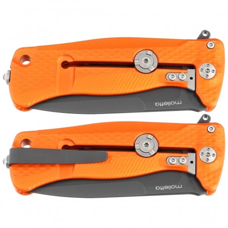 Nóż składany LionSteel SR22A Orange Aluminum, Black Sleipner by Molletta (SR22A OB)