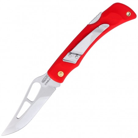 Nóż składany Mikov Crocodile Clip Point Red ABS, Mirror, Klips (243-NH-1/A CLIP/RED)
