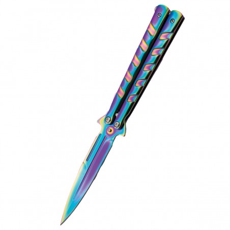 Nóż składany motylek Third Balisong Rainbow Stainless Steel, Rainbow 420 (16100W)