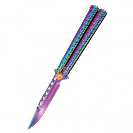 Nóż składany motylek Third Balisong Rainbow Stainless Steel, Rainbow (16071W)